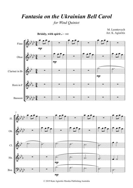 Fantasia On The Ukrainian Bell Carol - For Wind Quintet